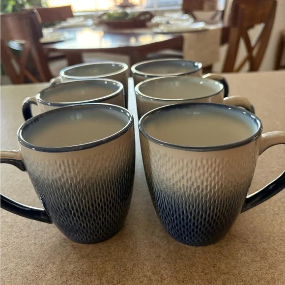 Pfaltzgraff Blue and Cream Textured Mugs - Picture 1 of 7